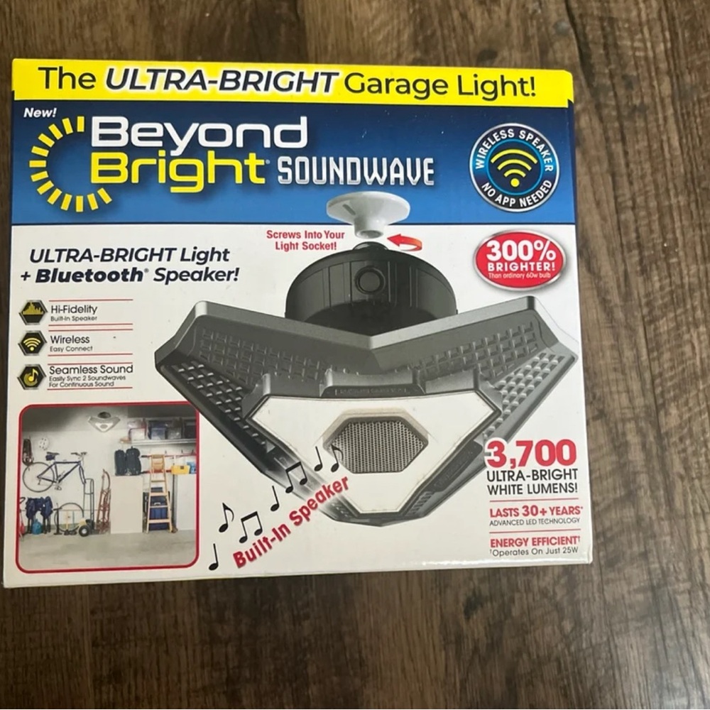 Beyond Bright Soundwave Garage Light with Bluetooth Speaker